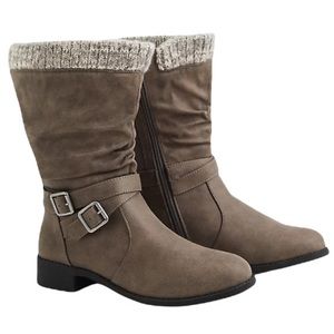 Torrid Grey Faux Leather Sweater Top Dbl Bkl Moto Size 9